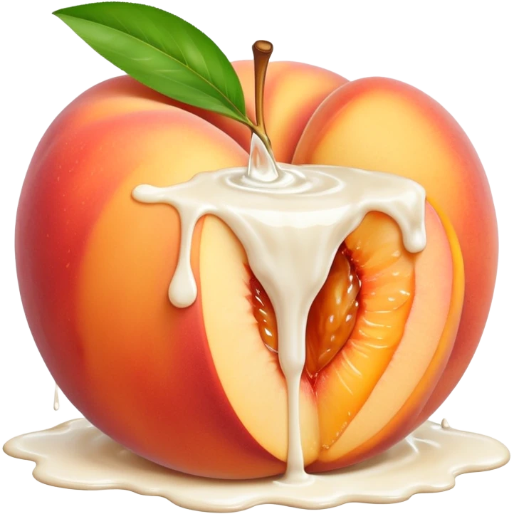 There is a lot of milk on the cut peaches. emoji