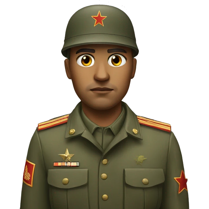 realistic ussr soldier serious with military takes emoji