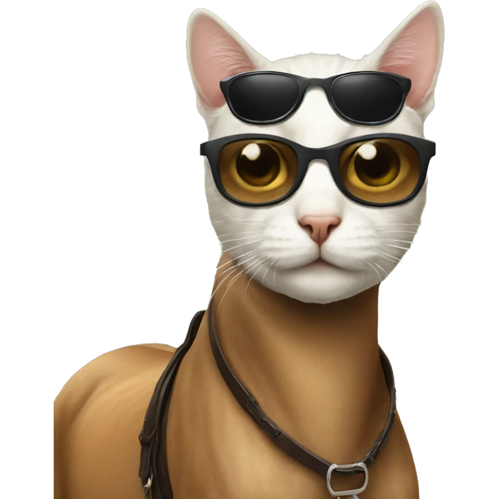 Cat riding a horse with sunglasses emoji