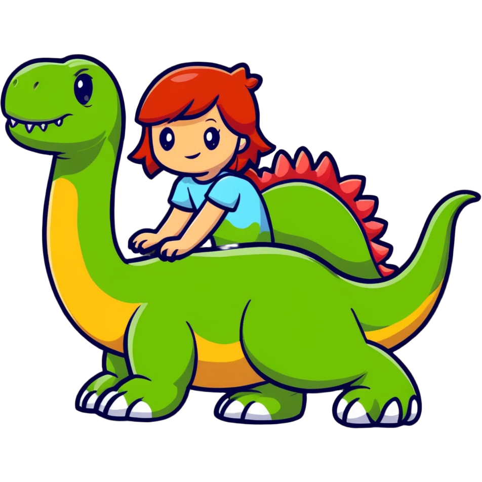 Red-haired girl with a dinosaur tail and animal paws instead of hands and feet emoji