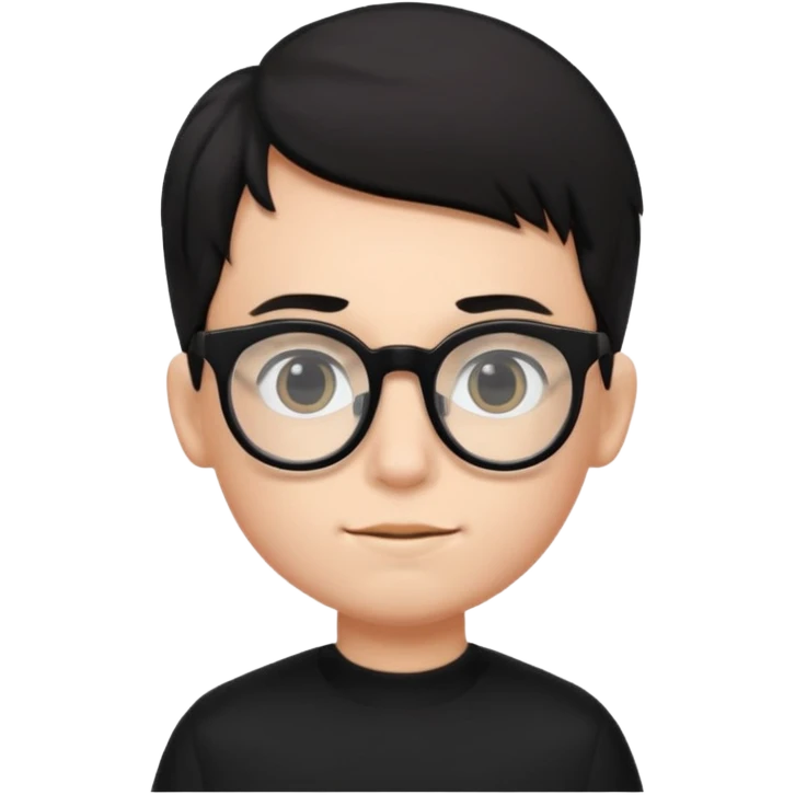 boy with big glasses,black wear emoji