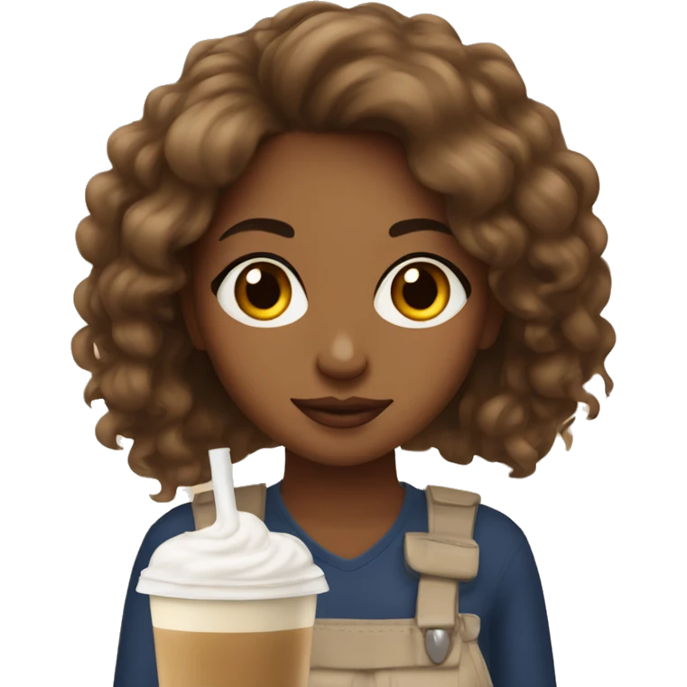 Brown Girl with frappe emoji