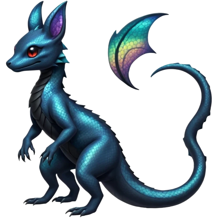 Shiny beautiful gorgeous ethereal Scaley Exotic Salandit-Umbreon-Fakémon-hybrid-creature (full body) emoji