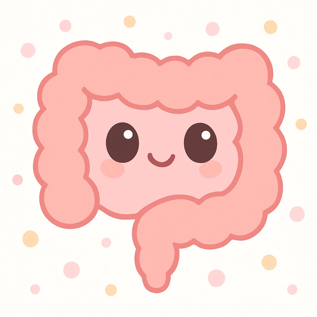 cute intestines with a smiley face, kawaii style emoji