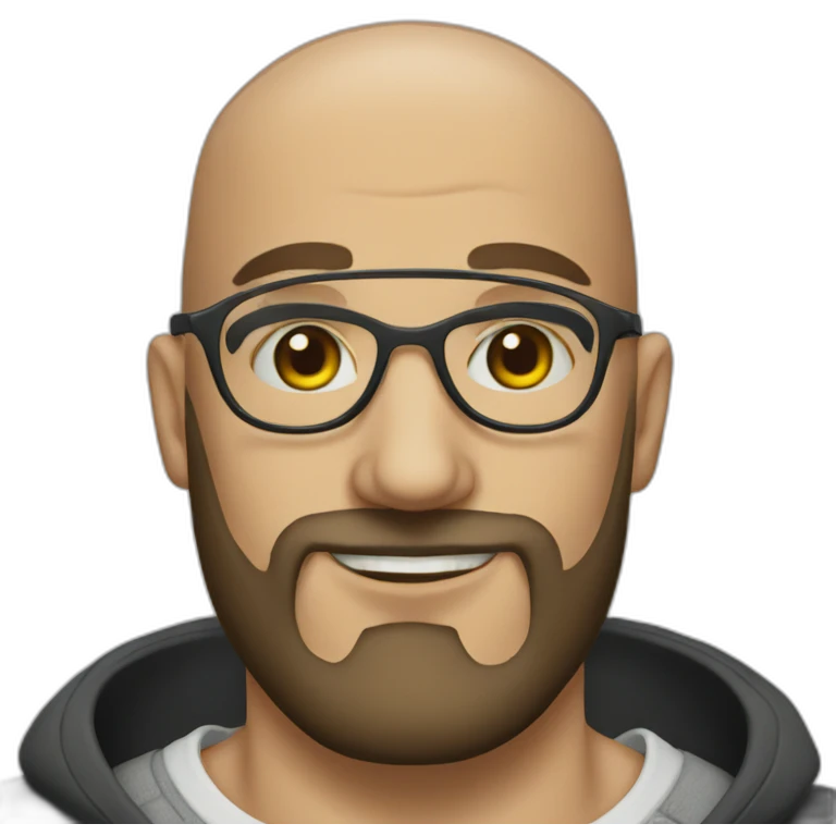 bald beard man with tattoo in glasses emoji