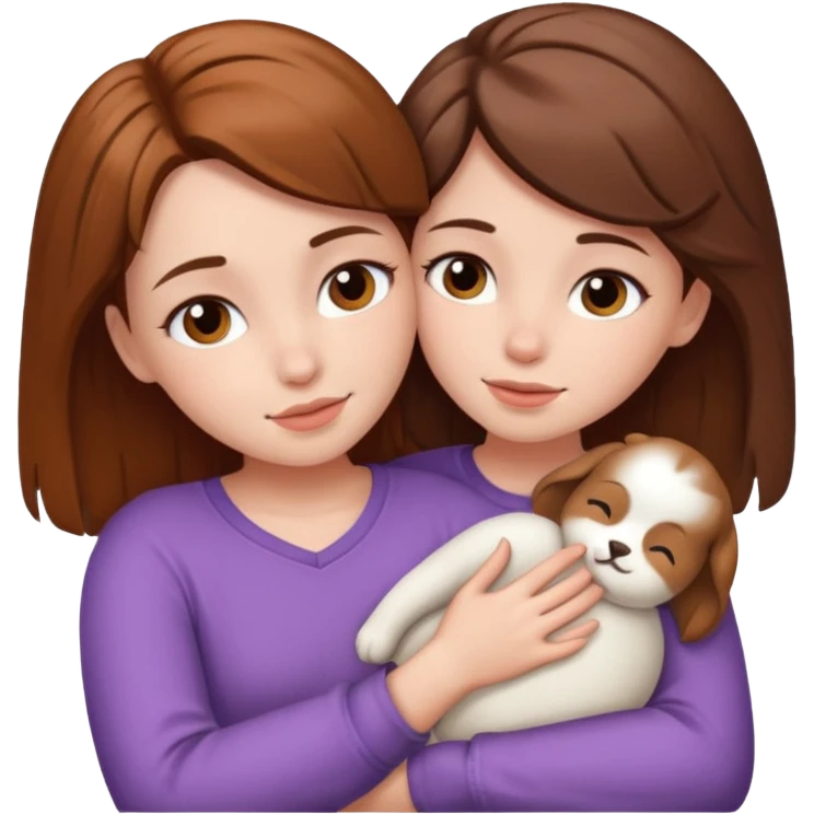 Two brown hair, white skin girls cuddling  emoji