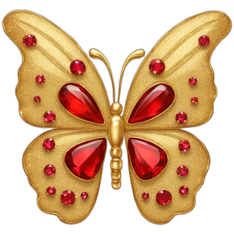 gold and red diamonds butterfly jewel emoji
