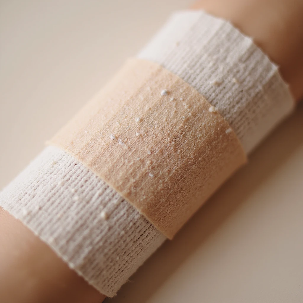 bandage, close-up, realistic fabric and pores, medical supply emoji