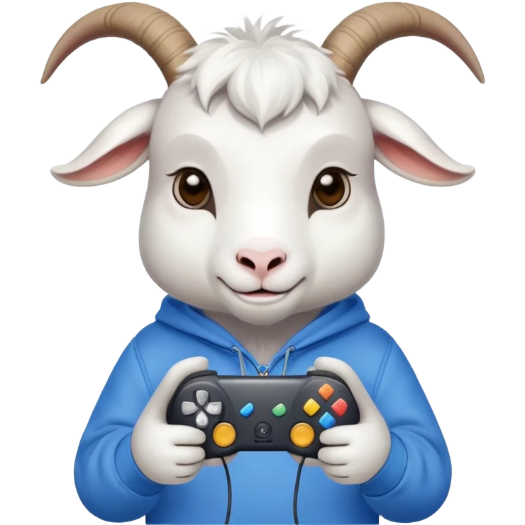 Cute Goat wearing sweatshirt holding video game controller  emoji