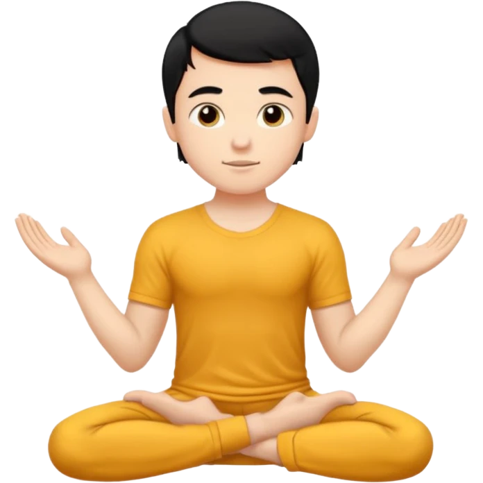 White boy with black hair doing namaste  emoji
