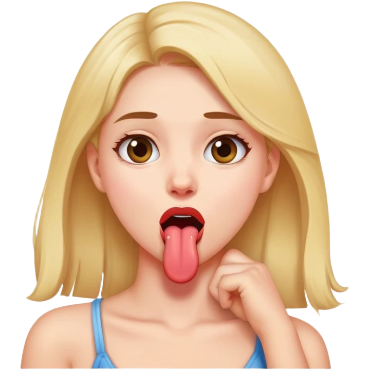 a girl holding her neck sticking her tongue out  emoji