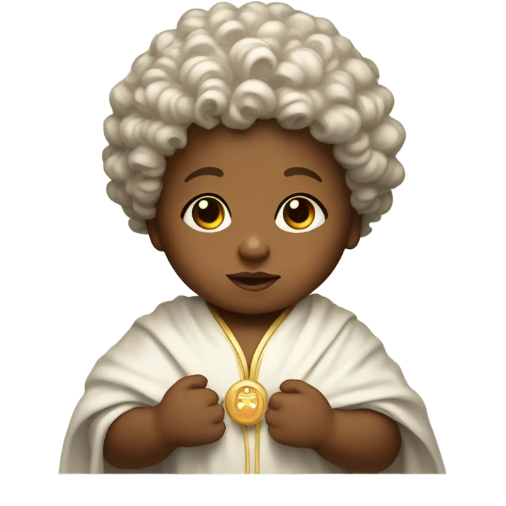 Baby dressed like a saint with curly hair emoji