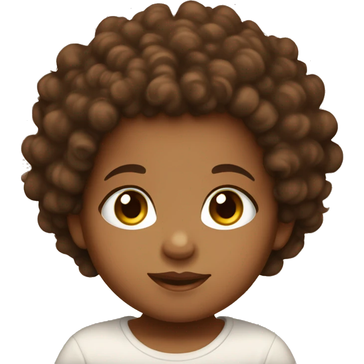brown colored baby with brown eyes long eyelashes and a brown curly afro emoji