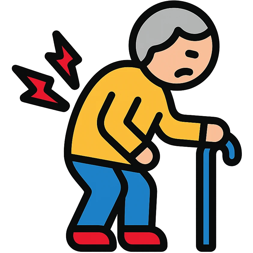 elderly person with back pain icon emoji