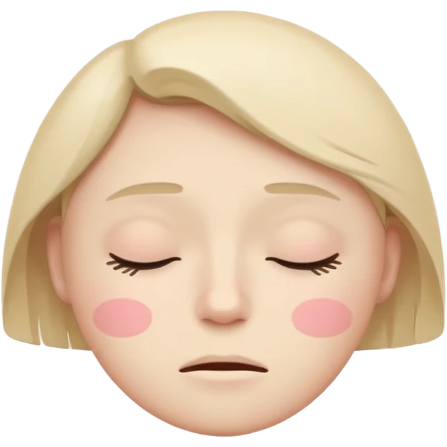 minimal flat emoji of a fatigued face,
half-closed eyes,
slightly uneven eyelids,
low-energy expression,
cool pastel muted tones,
modern mental health app style,
transparent background,
vector illustration emoji