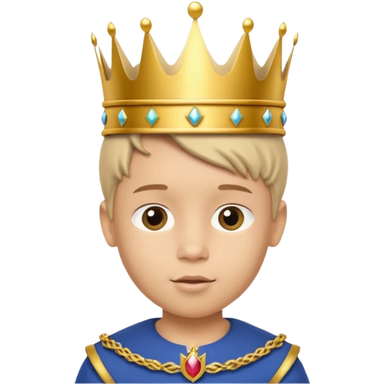 Royal Kid boy with crown head 3d only face half rotate emoji