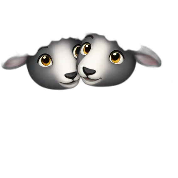 Two fluffy sheep hugging  emoji