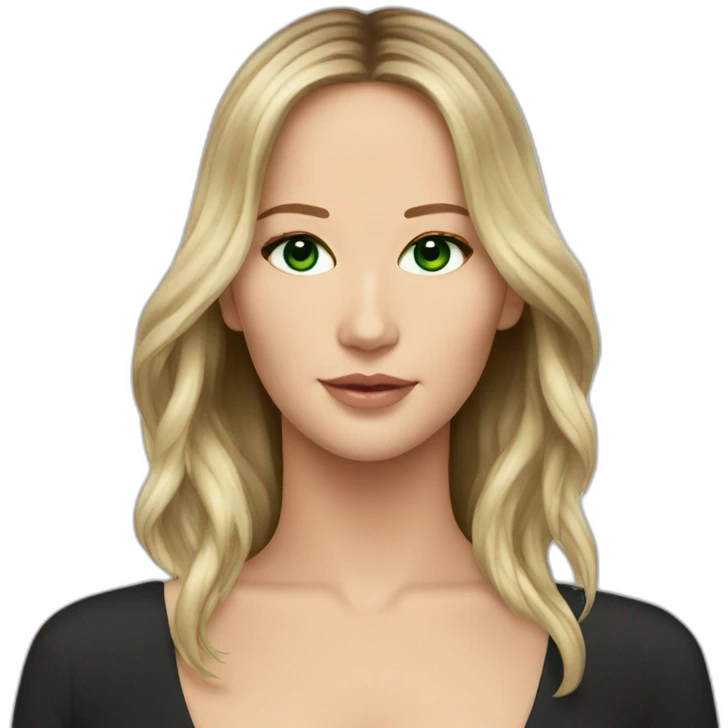 Jennifer Lawrence with Green eyes and long dark hair emoji