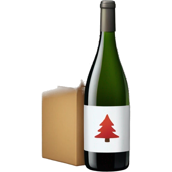 Box of wine next to Christmas tree emoji