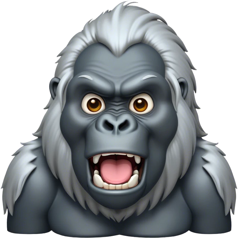 Cinematic Comical Silverback Gorilla Portrait Emoji, Head tilted dramatically with an exaggeratedly shocked expression, featuring a stately silver mane and wide, comically expressive eyes full of humorous disbelief, Simplified yet hilariously expressive features, highly detailed, glowing with a slightly sassy jungle glow, high shine, dramatic yet playful, stylized with an air of quirky primate attitude, soft glowing outline, capturing the essence of a meme-worthy silverback that appears ready to side-eye its way into viral fame! emoji