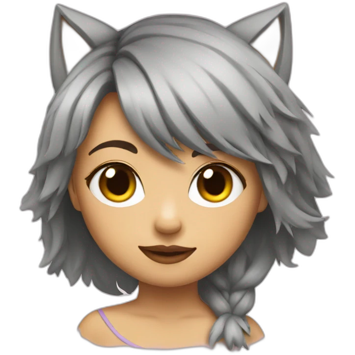 Girl with wolfcut emoji