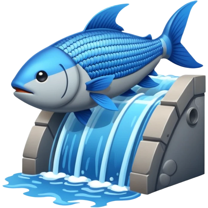 Emoji-style illustration of a fish ladder, flat vector look, bold outlines, minimal details, no background emoji