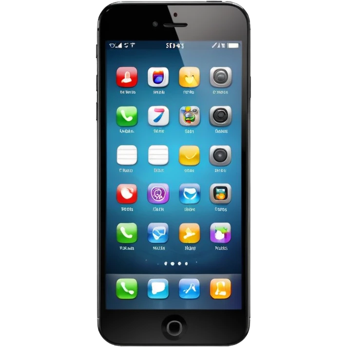 smartphone  black with icons on screen emoji
