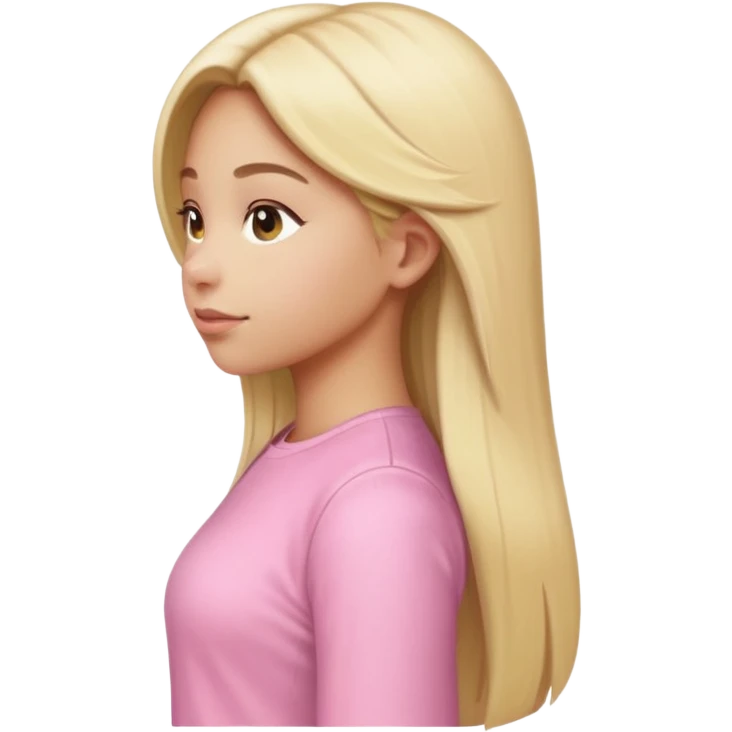girl in light pink clothes, blonde with long straight hair, side view, pose, Apple emoji style, variation 4 emoji