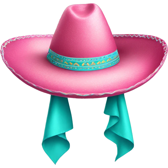 Realistic isolated pink and turquoise  sombrero  emoji