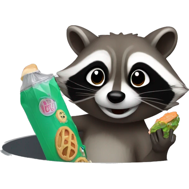 Raccoon in a trashcan eating little Debbies emoji