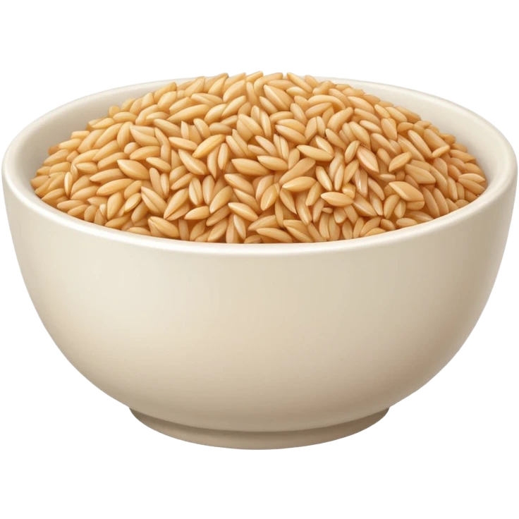 white bowl of brown rice, minimal, simple, clear emoji