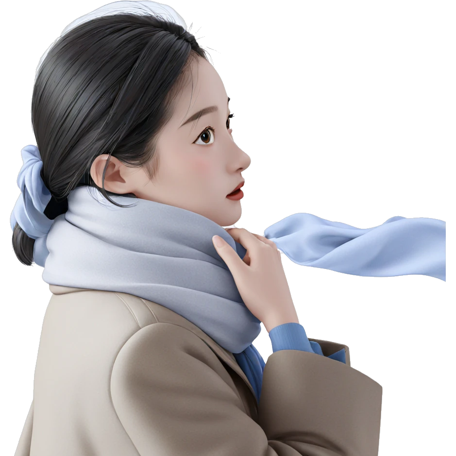 girl in coat with scarf emoji