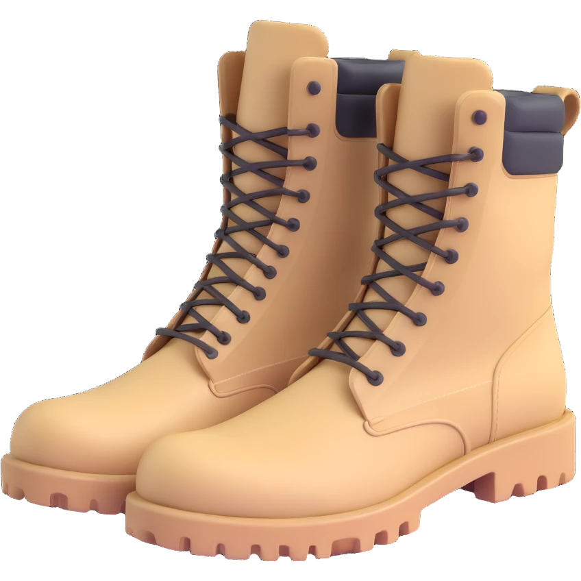 military beige hiking boots emoji