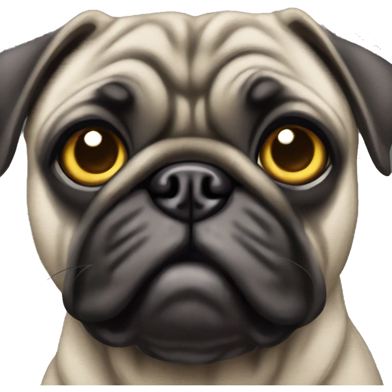 Grey brindle pug with honey eyes emoji