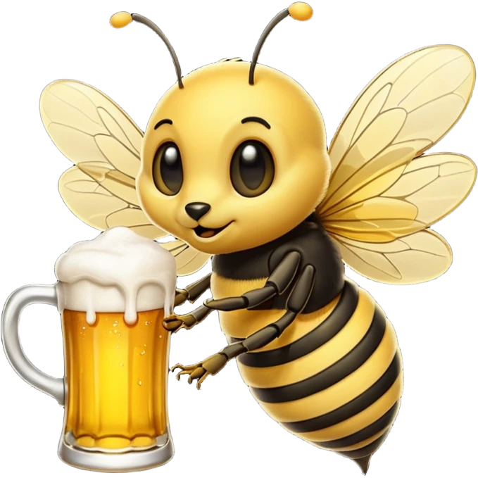 Bee drinking beer emoji