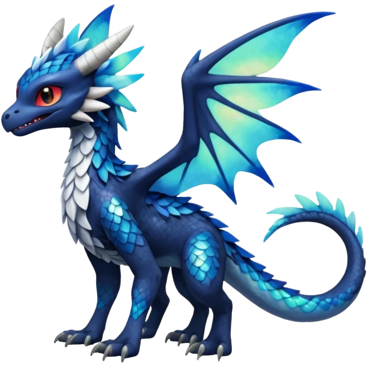 Shiny Blue Colorful Toothless-Trico-Silvally-Fakémon-hybrid-creature (full body)  emoji