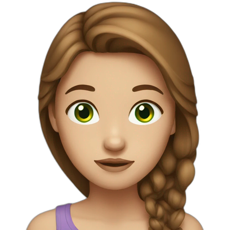 girl with green eyes and long brown hair emoji