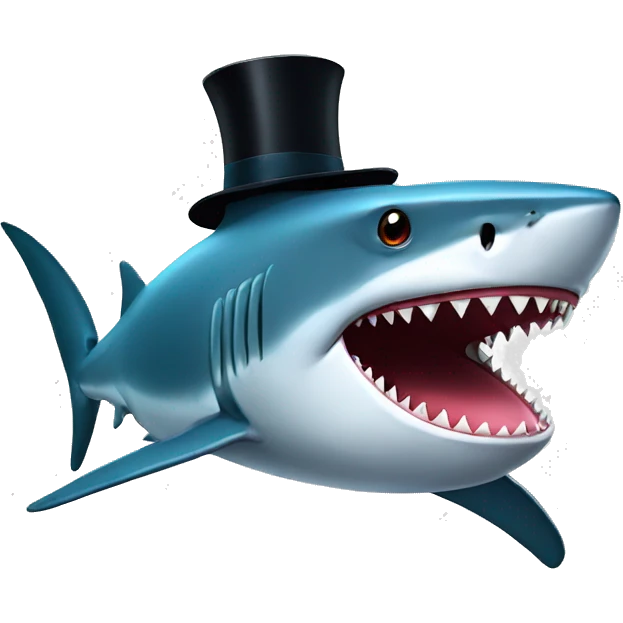 Shark with a top hat emoji