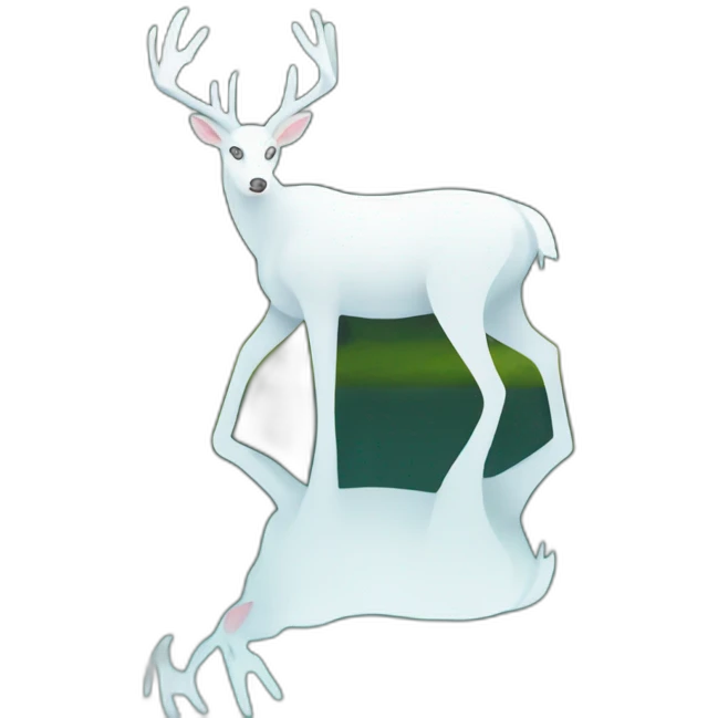 white deer reflected in the forest emoji