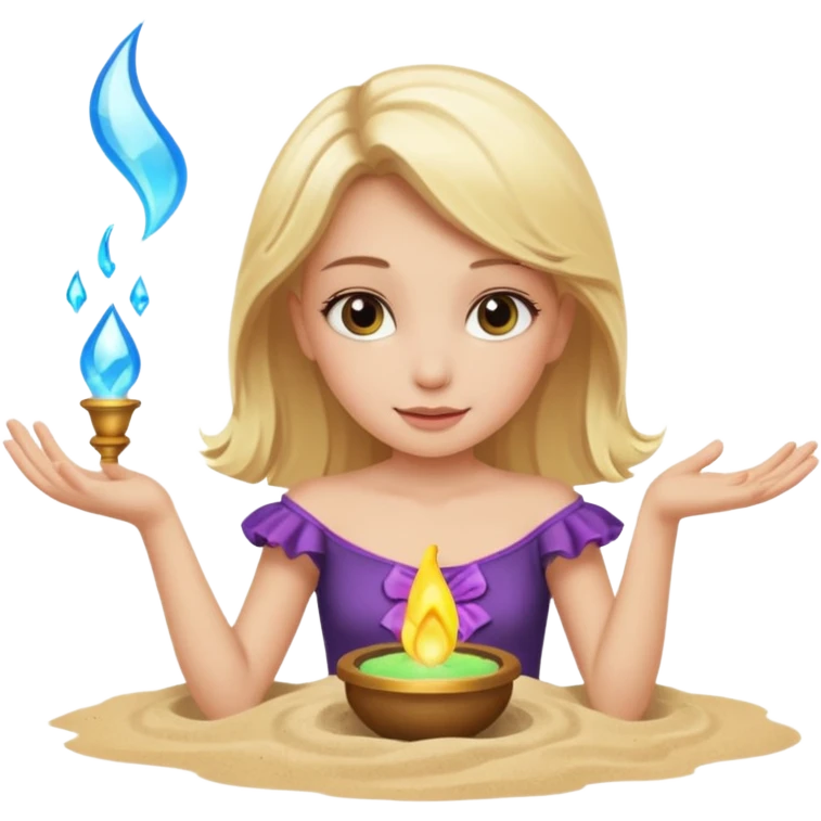 Blonde girl magic over sand emoji