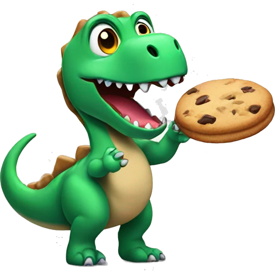 Dinosaur eating a cookie emoji