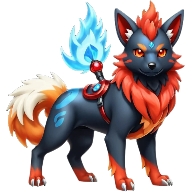 Shiny Gothic Exotic Futuristic Houndoom-Arcanine-Zorua-Torracat-Pokémon-Fakémon-hybrid-creature emoji