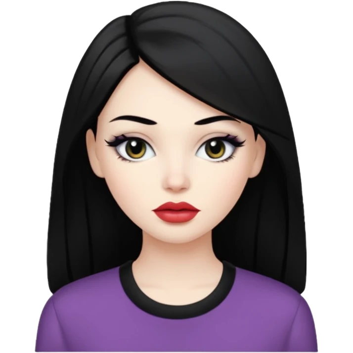arabian, pretty lips, clothes, pale skin,  dark bl, pretty bratz baddie, black eyeliner emoji