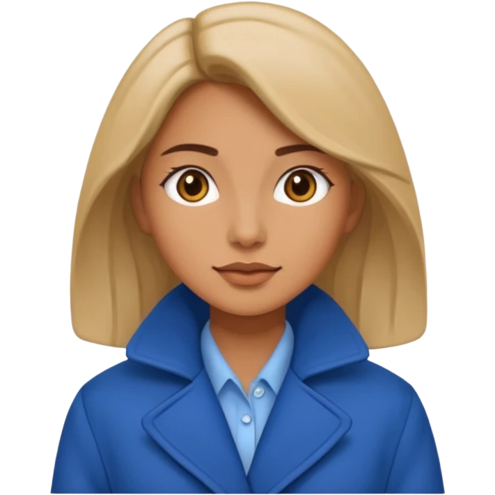 woman in blue coat, emoji