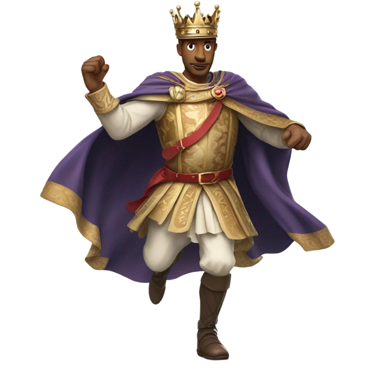 English king running fast with crown emoji