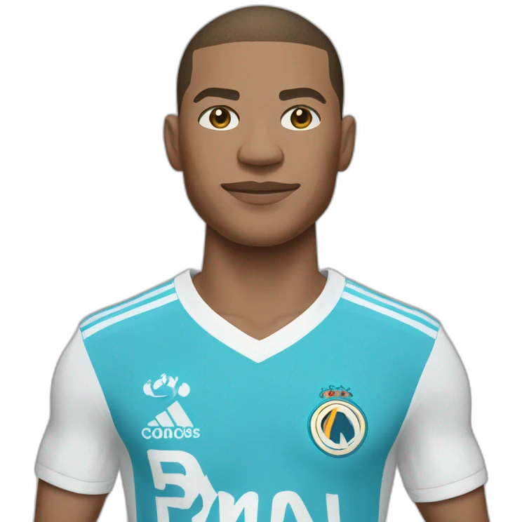 Mbappé with a Marseille jersey  emoji