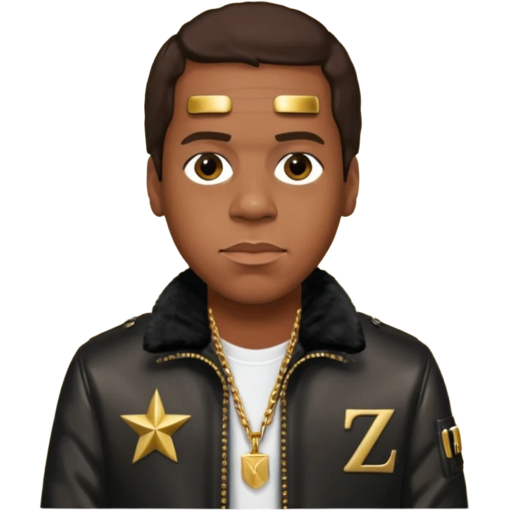 Jay-Z with dark brown hair, metallic black jacket emoji