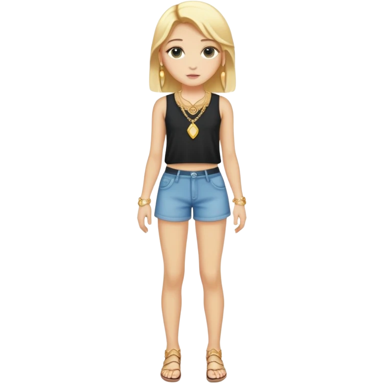 Full body white teenage girl with blonde hair, choni style with gold jewelry emoji