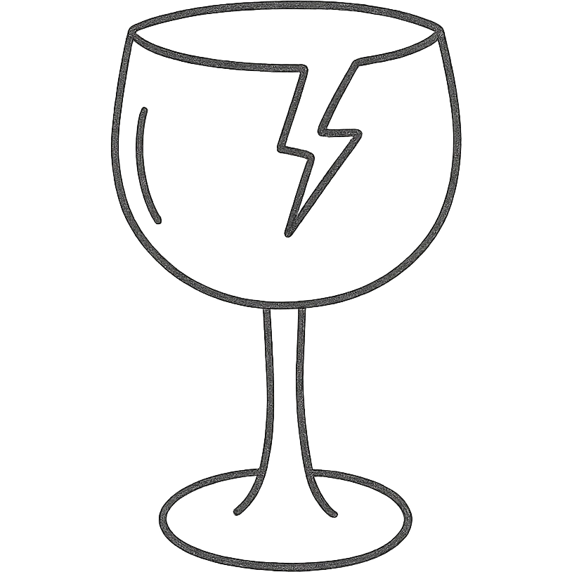 hand-drawn outlined broken glass icon emoji