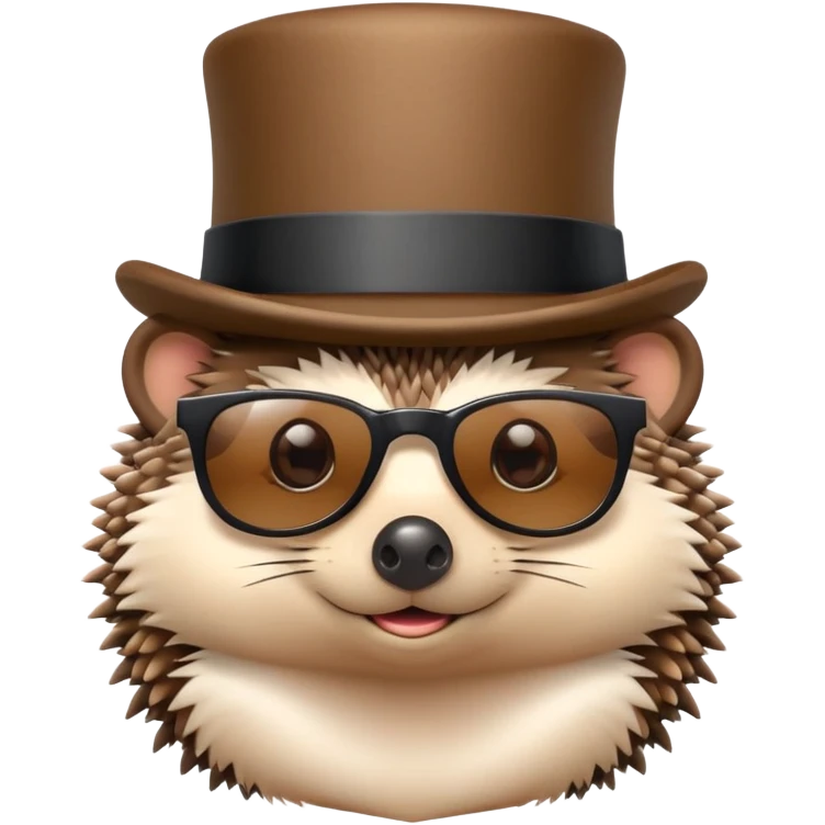 hedgehog with top hat and sunglasses emoji